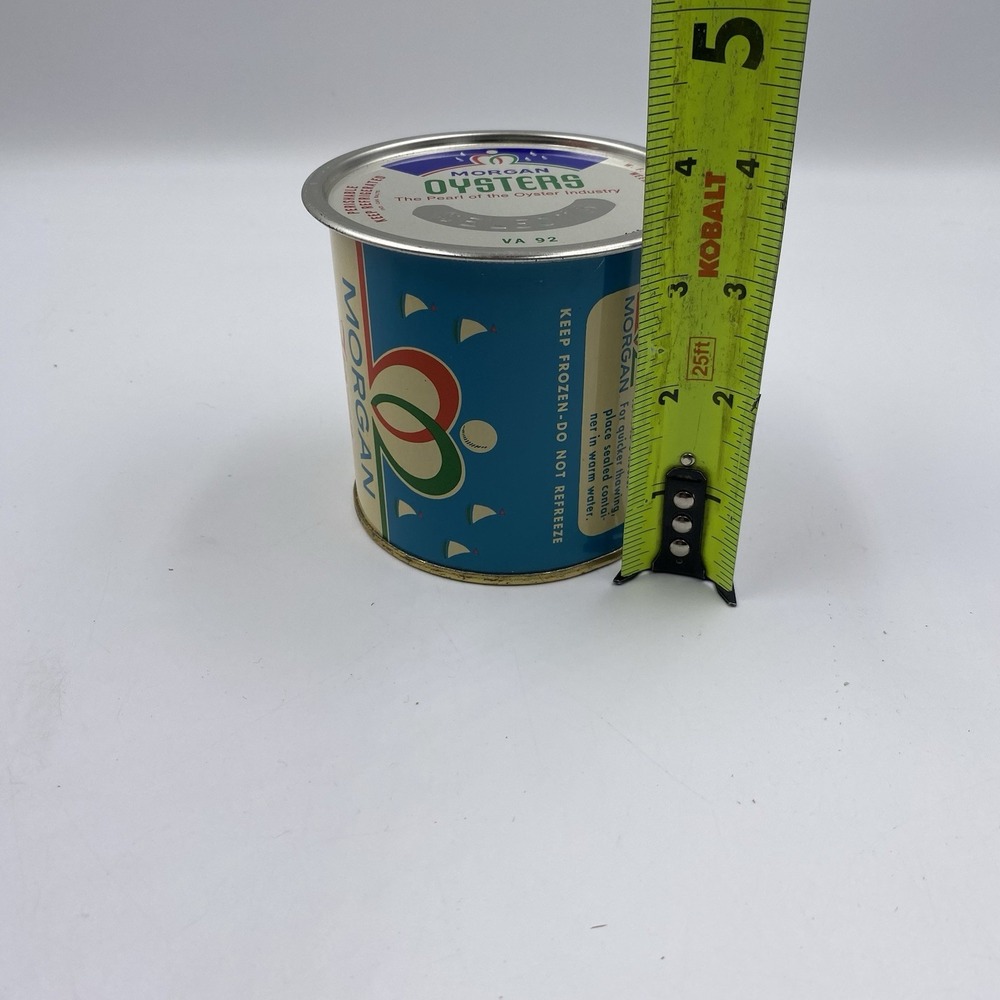 Morgan Oysters Tin/Can 12oz W F Morgan & Sons Inc. Weems,Va. 8oz Lid - Picture 8 of 8